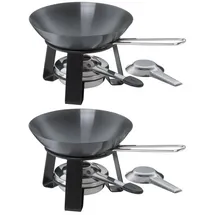 Kela Mini-Woks mit Rechaud 2er Set JOY, Ø 18 cm - Stahl - Edelstahlgriff - mit Pastenbrenner - 2er Set