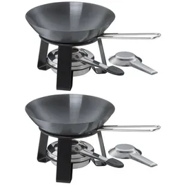 Kela Mini-Woks mit Rechaud 2er Set JOY, Ø 18 cm - Stahl - Edelstahlgriff - mit Pastenbrenner - 2er Set