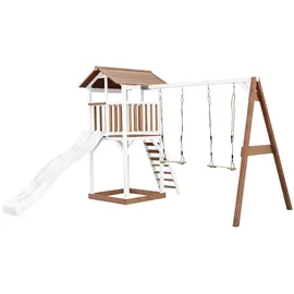Axi Beach Tower mit Doppelschaukel braun / Weiße Rutsche
