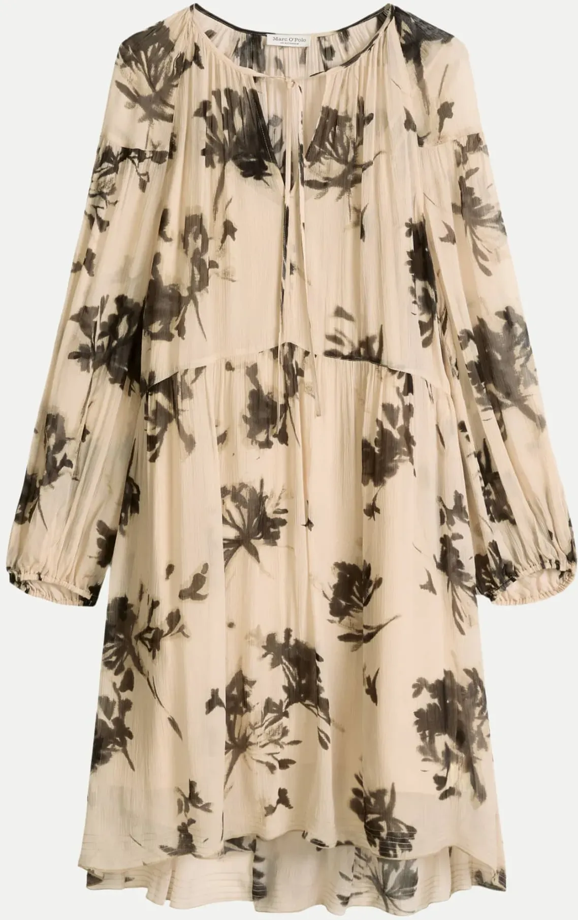 Kurzes Kleid mit floralem Allover-Print Beige 38