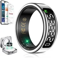 2025 Smart Ring 6.Gen mit LED Screen【Militärgeprüftes Titan - Design & IP68】【JZ5.1-Chip & 0,1%± Fehler】Fitness Ring - 30-Sprachen - Support Smart Ring Herren & Smartringe für Damen Silver #11