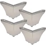 WAGNER design yourself Möbelfuß Möbelbeine / Tischbeine / Sofafüße - SOFA WINGS 4er Set - Stahl verchromt, Anschraubplatte, diverse Größen für Palettenmöbel im Landhausstil silberfarben