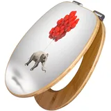 Banjado Design WC Sitz Bambus Holz Toilettendeckel Mit Absenkautomatik Klodeckel WC-Sitz Soft Close Mit Motiv Fliegender Elefant