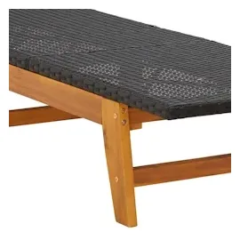 vidaXL Sonnenliege mit Tisch Poly Rattan und Massivholz Akazie