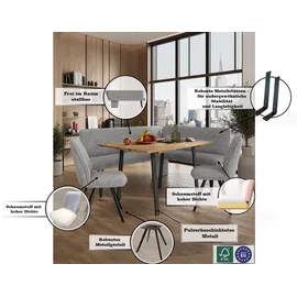 Home Affaire Eckbank HOME AFFAIRE "Mily Küchenbank, Polsterbank, Esszimmerbank, 205x164 cm", grau (ghost grau, schwarz), B:205cm H:89cm T:164cm, Holzwerkstoff, Metall, Polyester, Sitzbänke, Eckbank, Moderne Bank und Farben, Sitzplatzanzahl: 5, Frei in Raum stellbar