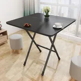 Fiauli Klappbarer Esstisch,60cm Kleiner quadratischer Couchtisch,robuster,Solider Beistelltisch mit Metallbeinen,platzsparender Küchentisch,Outdoor-Camping-Picknicktisch für die Heimküche (Schwarz)