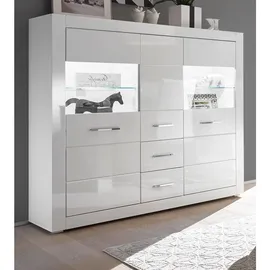 furn.design Highboard 149 x 142 x 42 cm Weiß Hochglanz