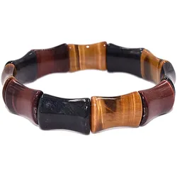 Armband FIRETTI "Schmuck Geschenk Armschmuck Armkette Edelstein Farbstein Tigerauge", bunt (braun, blau, rot, braun, blau, rot), Armbänder, Damen, Stein-Silikon, Stein, Silikon, Made in Germany - mit Tigerauge