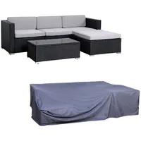 Svita California Gartenlounge Set mit Abdeckhaube Polyrattan Schwarz