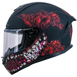 Broken Head Motorradhelm »Broken Head Integralhelm Broken Skull Freak Rot«, Auffälliges Design S (55-56 cm)