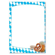 LYSCO Motivpapier Briefpapier (Bayern-5175, DIN A4, 100 Blatt) - bayrische Fahne blaue Rauten mit Weißwurst, Brezel und Maß Bier