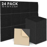 Akustikschaumstoff Akustikpaneele, 24er-Set, 30x30x2.5cm, Dreiecksnut schalldichte Wandpaneele, Akustikplatten, Akustikschaumstoff-Matten für