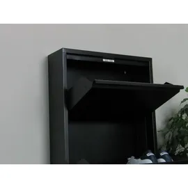 VCM ebuy24 Schuhschrank mit 6 Klappen/Türen in Metall schwarz.Fertig montiert geliefert.