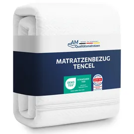 AM Qualitätsmatratzen Lyocell Matratzenbezug 80 x 200 cm Weiß