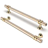 FURNIWARE 10 Stück Möbelgriff, 192mm Bohrlochabstand Möbelgriffe Schrankgriffe Küche Kabinett Griff Verwendet für Türgriff der Badezimmertür Kleiderschrank,Gold + Oxidiertes Glanzgold