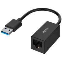 Hama USB-Stecker auf LAN/Ethernet-Buchse Netzwerk-Adapter, Schwarz