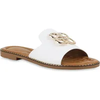 VAN HILL Damen Pantoletten Sandalen Strass Nieten Sommer Freizeit
