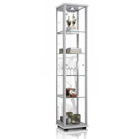 K-Möbel Glasvitrine, Silber, Glas, 4 Fächer, Rechteckig, 37x176x33 cm,