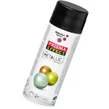Metallic Lackspray Schwarz Sprühlack Effektspray Prisma Effect Pro Acryl mit Metallpigmenten, 400ml + Bisomo Sticker