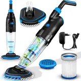 Poolsauger mit Akku - bis zu 15 m3 Pool Bodensauger elektrisch Poolreiniger mit Filter & 2-Geschwindigkeits-System Handsauger Reinigungsset kabellos