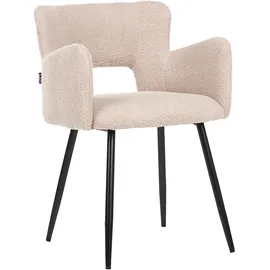 Beliani Esszimmerstuhl 2er Set Bouclé Beige/Schwarz