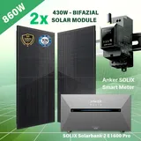 Balkonkraftwerk 860W Bifazial mit Anker SOLIX Solarbank E1600 PRO Solarspeicher & Smart Meter