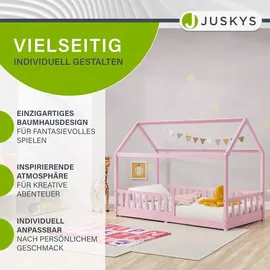 Juskys Kinderbett Marli 90 x 200 cm Kiefer massiv rosa
