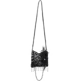 shoperama Charleston Handtasche schwarz Flapper Kostüm-Zubehör 20er Jahre Damen-Tasche The Roaring Twenties 20's Gatsby Girl Pailletten Feder Perlenkette - S