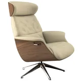 flexlux Relaxsessel Volden Polyester 83 x 112 x 125 cm Beige drehbar mit Kopfteil