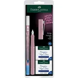Faber-Castell 202037 - Füller Grip 2010 Harmony, Feder M, rose shadow, mit Tintenlöscher und 12 Ersatzpatronen