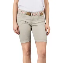 denimfy Bermuda Shorts Damen mit Gürtel Regular Fit DFPia Kurze Hose Chino Short Sommer Stretch Einfarbig, Größe:XXL, Farben:Light Sand - XXL