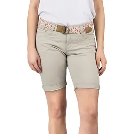 denimfy Bermuda Shorts Damen mit Gürtel Regular Fit DFPia Kurze Hose Chino Short Sommer Stretch Einfarbig, Größe:XXL, Farben:Light Sand - XXL
