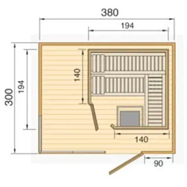 Weka Design-Saunahaus 412 inkl. 9 kW Ofen + int. Steuerung
