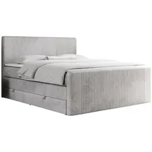 MKS Meble Boxspringbett, doppelbett mit Multipocket-Matratze und zwei Bettkästen - KING DOREN - 180x200cm - Hellgrau - H4 - Hellgrau
