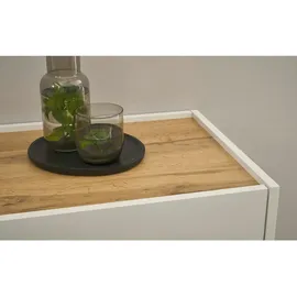 furn.design Wohnwand Center, in weiß Eiche, Wohnkombination 350 cm, - Weiß