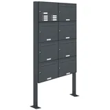 AL Briefkastensysteme 7er Premium Standbriefkasten Anthrazit inkl. Zeitungsfach
