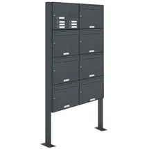 AL Briefkastensysteme 7er Premium Standbriefkasten Anthrazit inkl. Zeitungsfach