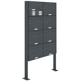 AL Briefkastensysteme 7er Premium Standbriefkasten Anthrazit inkl. Zeitungsfach
