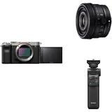 Sony Alpha 7C Spiegellose E-Mount Vollformat-Digitalkamera ILCE-7C (24,2 MP, 7,5cm (3 Zoll) Touch-Display, Echtzeit-AF) Nur Body - Silber/Schwarz + SEL24F28 + Handgriff