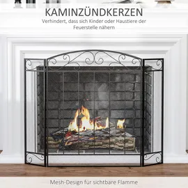 Homcom Kaminschutzgitter, Klappbares Kamingitter mit 3 Paneelen, 105 x 80,5 cm,