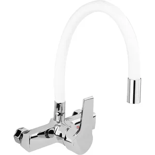 Fala Küchenarmatur, Wandarmatur flexible, weiß,