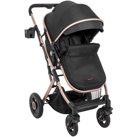 KIKKABOO Kinderwagen Scarlett 2 in 1 umbaubar, Fußabdeckung, Wickeltasche, Korb schwarz