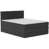 Deine Möbel 24 Boxspringbett MEXICO Echtes Boxspringbett Polsterbett Komplettbett inkl. Topper (Beige Hellgrau Blau-Grau Anthrazit Schwarz, 4-St., 2 Bonellfederkernmatratzen H3 + 1 Taschenfederkenmatratze H3), 140x200 160x200 180x200 180x200 200x200 inkl. Bettkasten grau