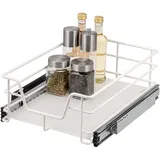 bremermann Teleskopschublade weiß Metall, 37x14x44 cm mit Einlegeboden, Küchenschublade zum Nachrüsten, Schrankauszug aus