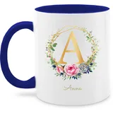 Tasse Tassen 325ml - Anfangsbuchstabe Name - Buchstabe I Namensgeschenk Namenstag Geschenke mit Namen - 325 ml - Dunkelblau - dem buchstaben personalisierte kita namensgeschenke personalisiertes