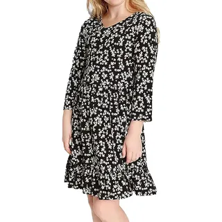 KIDSWORLD Mädchen Sommer-Kleid mit floralem Allover-Print Rundhals-Kleid 98376045 Schwarz - 152/158