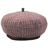 Mrichbez Baskenmütze Herbst und Winter Mode Baskenmütze (Gittermuster achteckigen Hut) Warm hundert rot