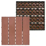 SUBTLETY 5m2 WPC Terrassenfliesen 55 Stück Holzoptik Plastik Balkonfliesen 30x30cm Klickfliesen Set mit Drainage Gitter Kunststoff Gartenfliesen für Garten Terrasse Balkon Teich (Braun)