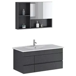 Bad-Set weiß Waschbecken schwarz Waschtisch Spiegelschrank Badmöbel Badezimmerausstattung Badzubehör Badinventar Badezimmer Bad Appenzell Jet-Line