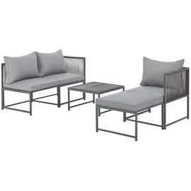 Svita Detroit Gartenmöbel Set Polyrattan Lounge Modular grau